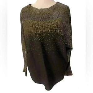Oliver-O long sleeve black pullover sweater/top with gold silver embellishments